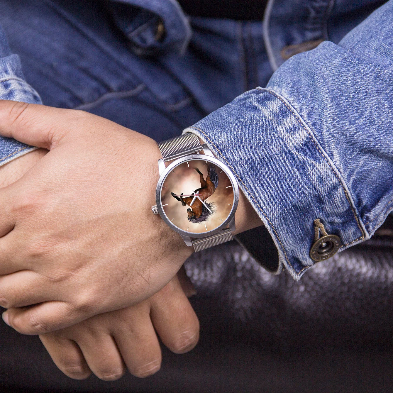 Fashion Trend Quartz Watches for Men Watch Unique Creativity Stallion Men's Stylish Watches Silver Horse Choice