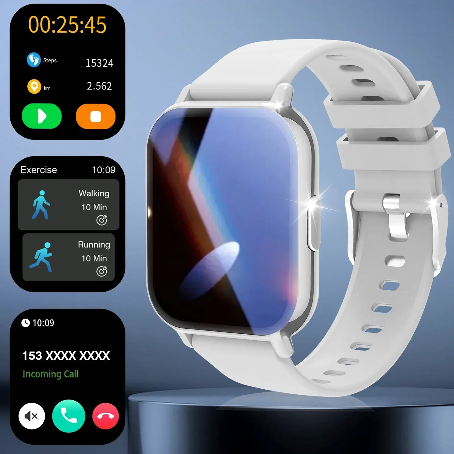 Smart watch, wireless calling /dial,for iPhone/Andriod, multi -Sport mode, calling reminder and rejection, SMS reminder - Wear444