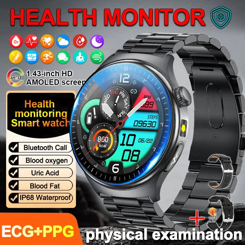 2026New Smart Watch Men Sport ECG Heart Rate Blood Pressure Health Diagnosis Uric acid Waterproof Smartwatches For Men women box - Wear444