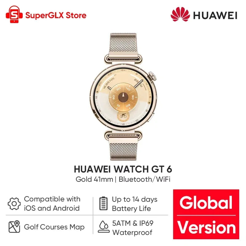 2025 New HUAWEI WATCH GT 6 Global Version Smartwatch Features AMOLED Screen 41mm/46mm Compatibility iOS and Android Supports NFC - Wear444