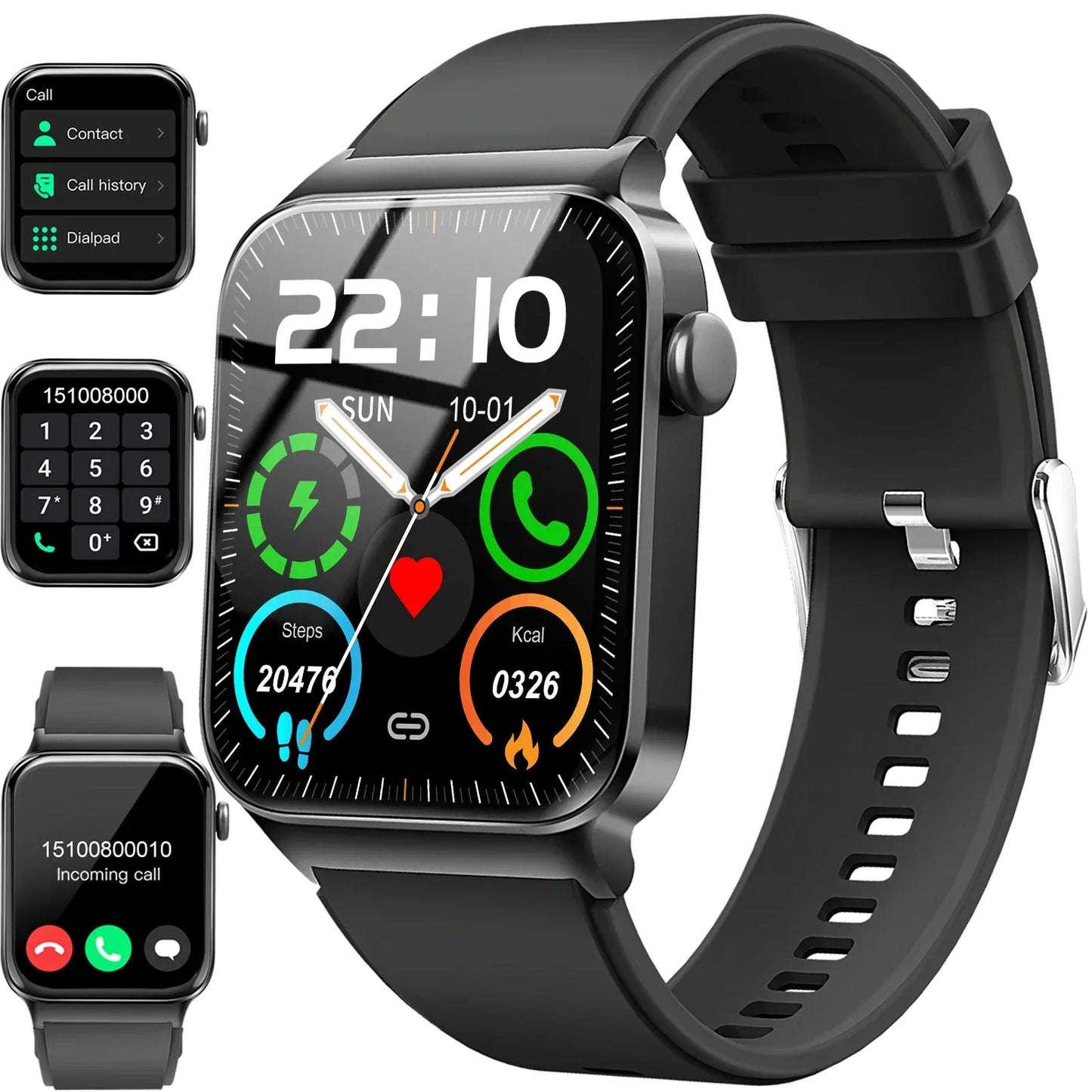 Smart Watch, 1.85" Smartwatch (Answer/Make Call), IP68 Waterproof Fitness Tracker, 100+ Sport Modes, Heart Rate and Sleep Monito - Wear444