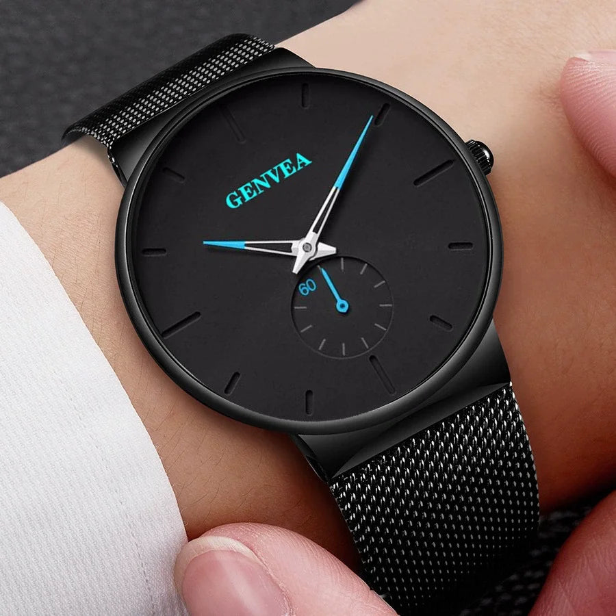 2025 New Fashion Mens Watches Top Brand Luxury Quartz Watch Men Casual Slim Mesh Steel Waterproof Sport Watch Relogio Masculino