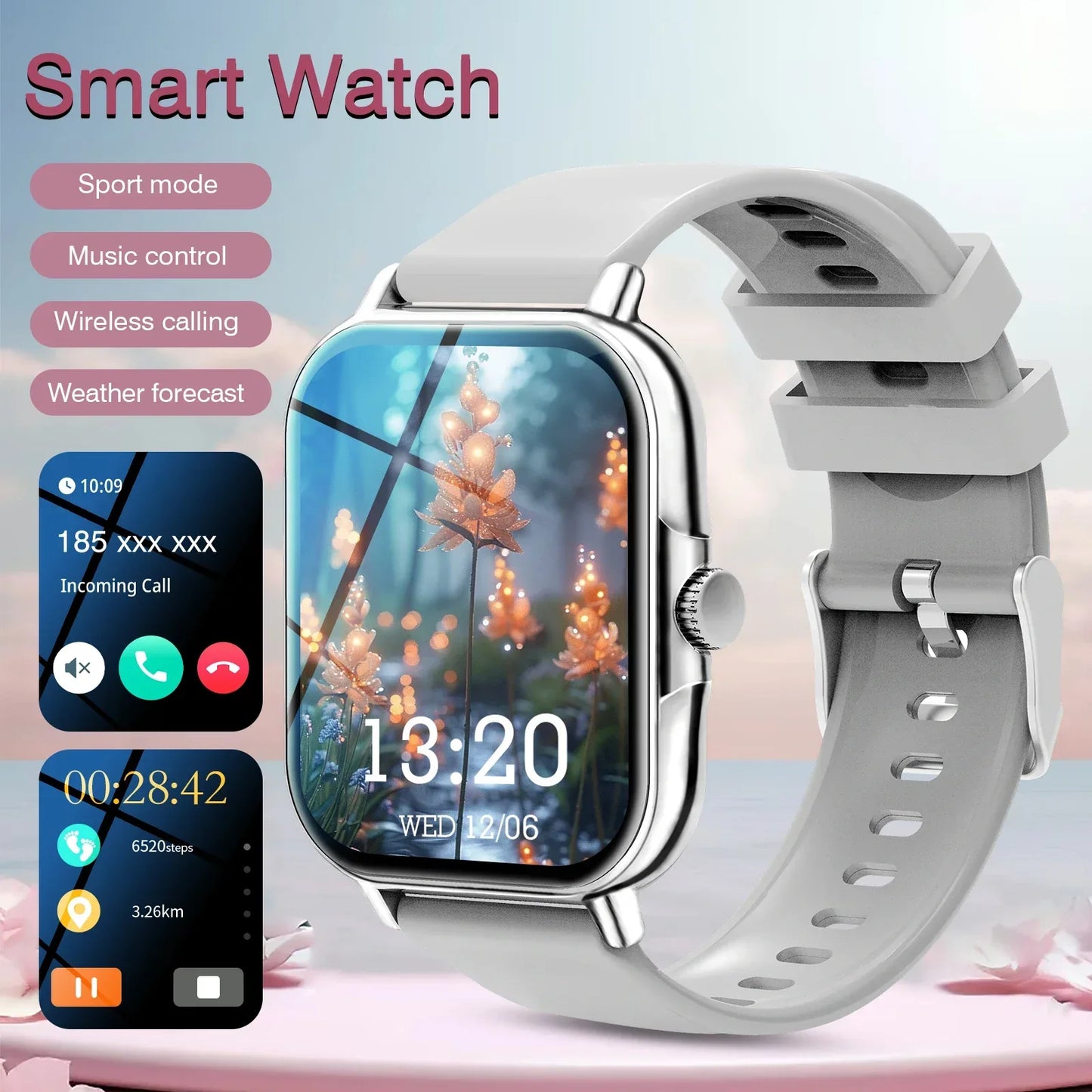 Smart watch, for men and women, wireless calling, fitness tracker, 2.01 inch screen, sports smart watch - Wear444
