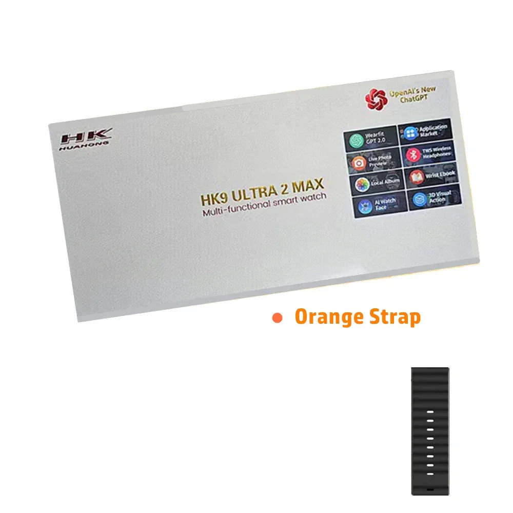 HK9 Ultra 2 MAX Gen4 AMOLED Screen Smart Watch 2GB ROM ChatGPT Local Music Album E-Book Connect TWS For IOS Android Smartwatch - Wear444