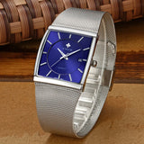 WWOOR 2024 Fashion Men Watch Full Steel Mesh Belt Waterproof Men Clock Luxury Watch For Men Quartz Sport Wristwatch Reloj Hombre