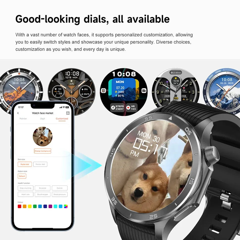2025 New OPPO X2 Smart Watch Men's GPS Sports IP68 Waterproof Compass Heart Rate Blood Oxygen Bluetooth Call Smartwatches IOS - Wear444