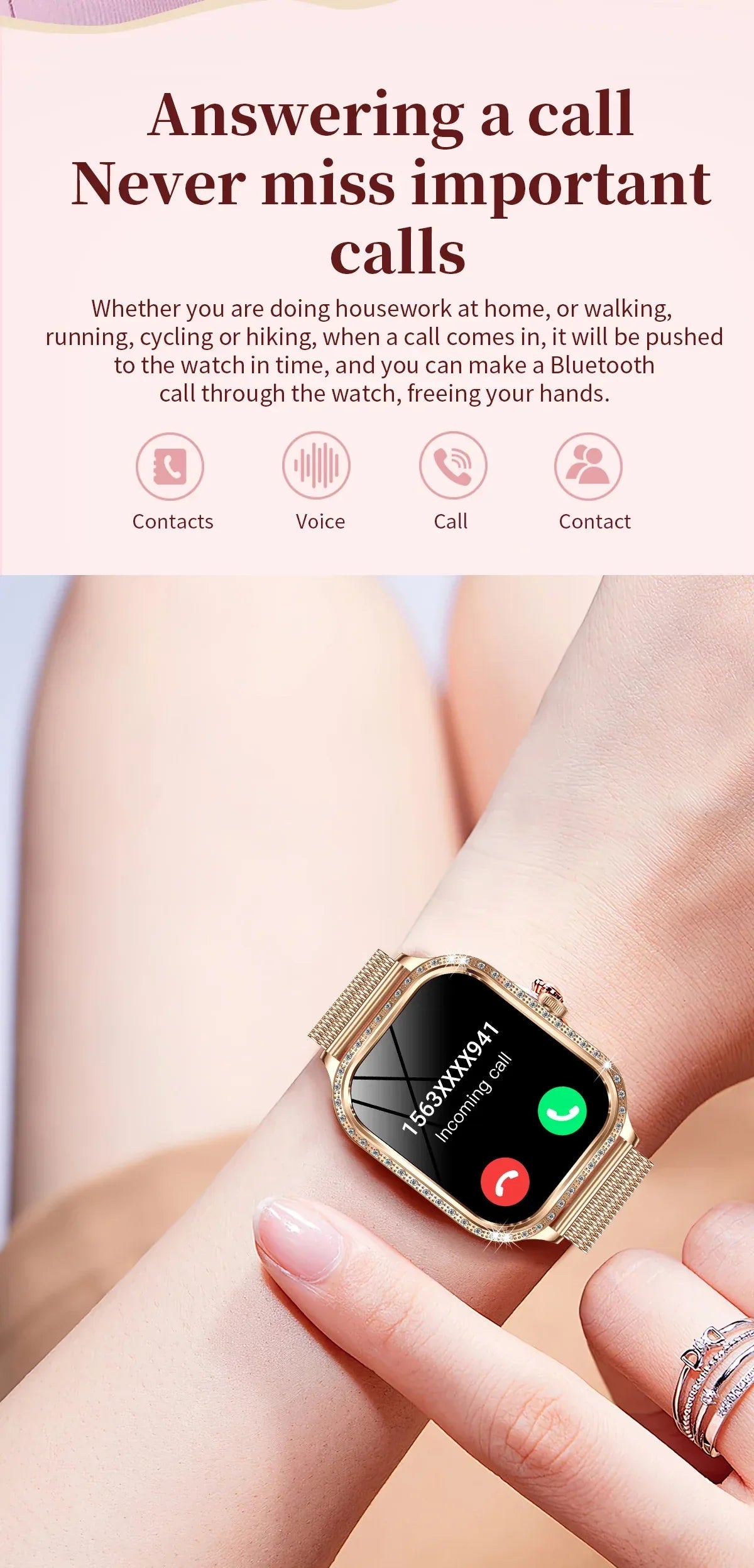 2026New Women Fashion Smartwatch HD Curved Screen Female Menstrual Tracking Waterproof Sports Fitness Bluetooth Call Smart Watch - Wear444