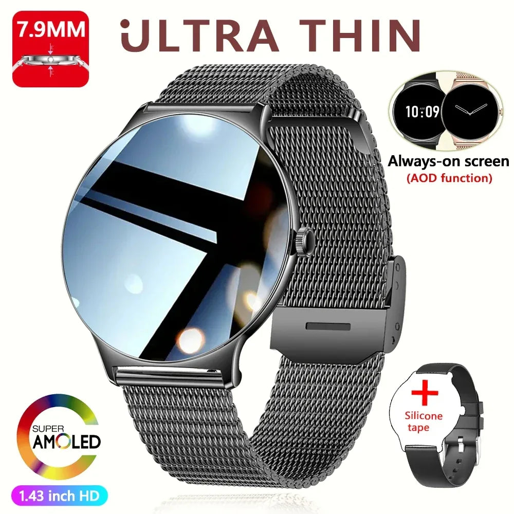 For Huawei Xiaomi New Ultra Thin Smart Watch Women Screen Always Display Time Sports Bracelet Bluetooth Call Fashion Smartwatch - Wear444