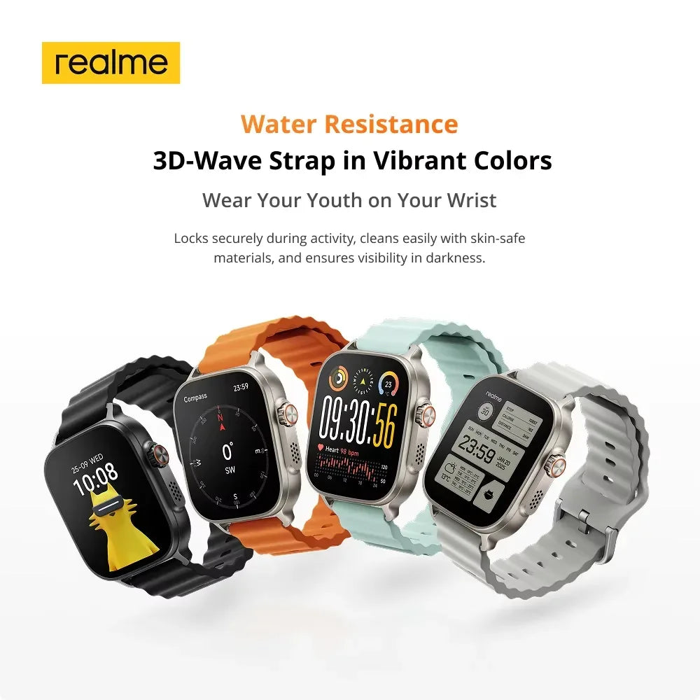 realme Watch 5 Smart Watch 1.97" 2D Flat AMOLED Display Compass & Independent GPS with 5 GNSS 14-day Battery Life NFC Card IP68 - Wear444