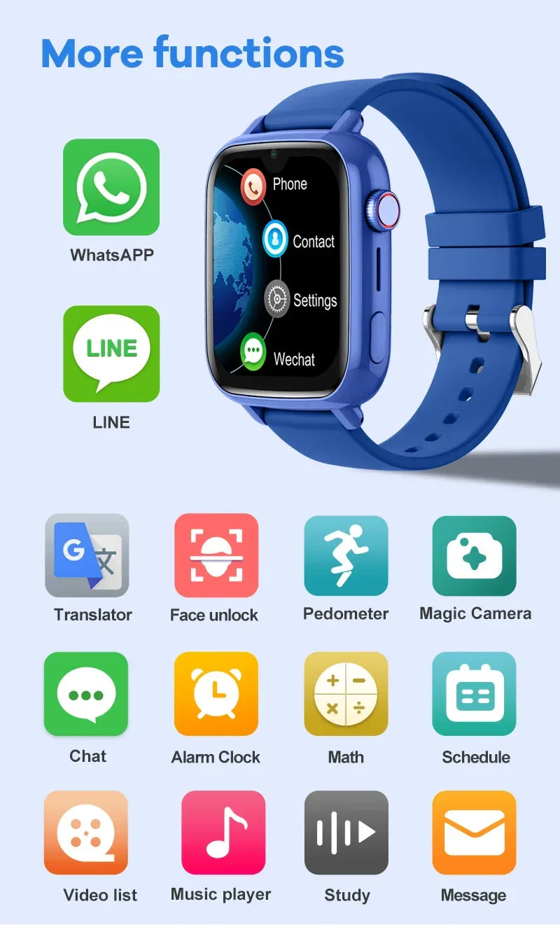 4G Smart Watch Kids GPS WIFI Video Call SOS APP Download Child Smartwatch Camera Monitor Tracker Location Phone Watch - Wear444