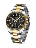 BIDEN Mens Chronograph Stainless Steel Strap Waterproof Date Quartz Watch, Business Casual Wrist Watches