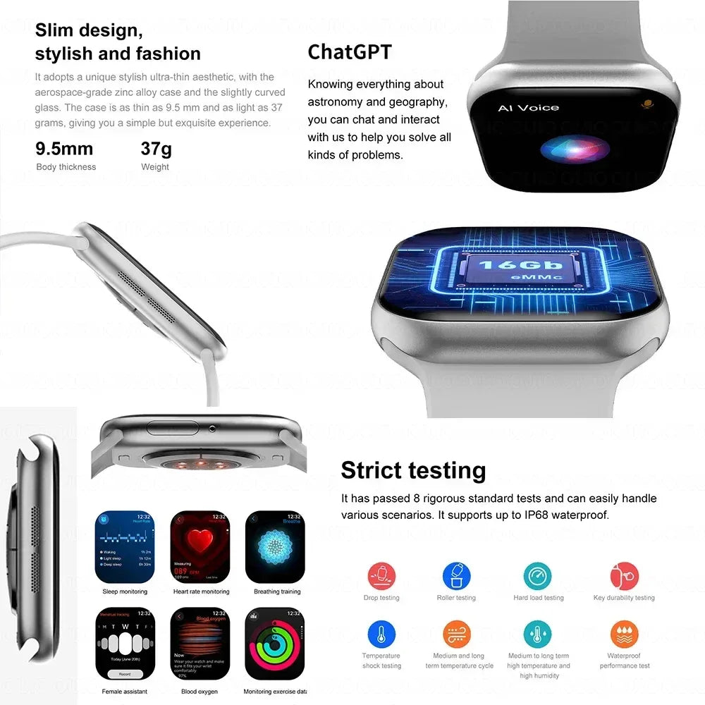 2025 New Original for Apple DT Watch 10 Smart Watch Men AMOLED 4GB Memory Music 3D Surround BT Call Waterproof smart watch Woman - Wear444