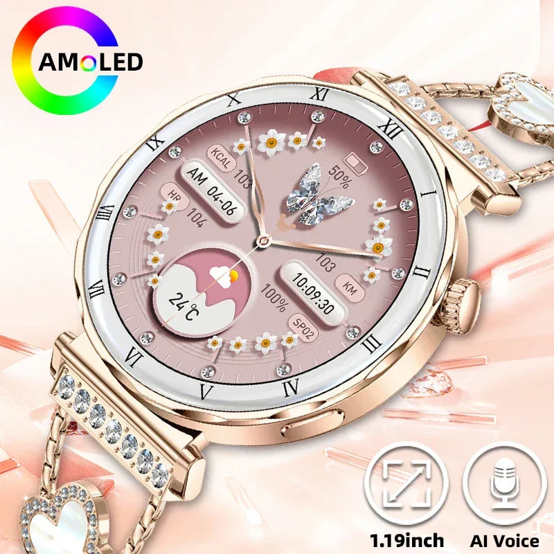2025 New Fashion Smart Watch Women AMOLED Screen Bluetooth Call Watches Custom Dials Female Health Music Sport Ladies Smartwatch - Wear444