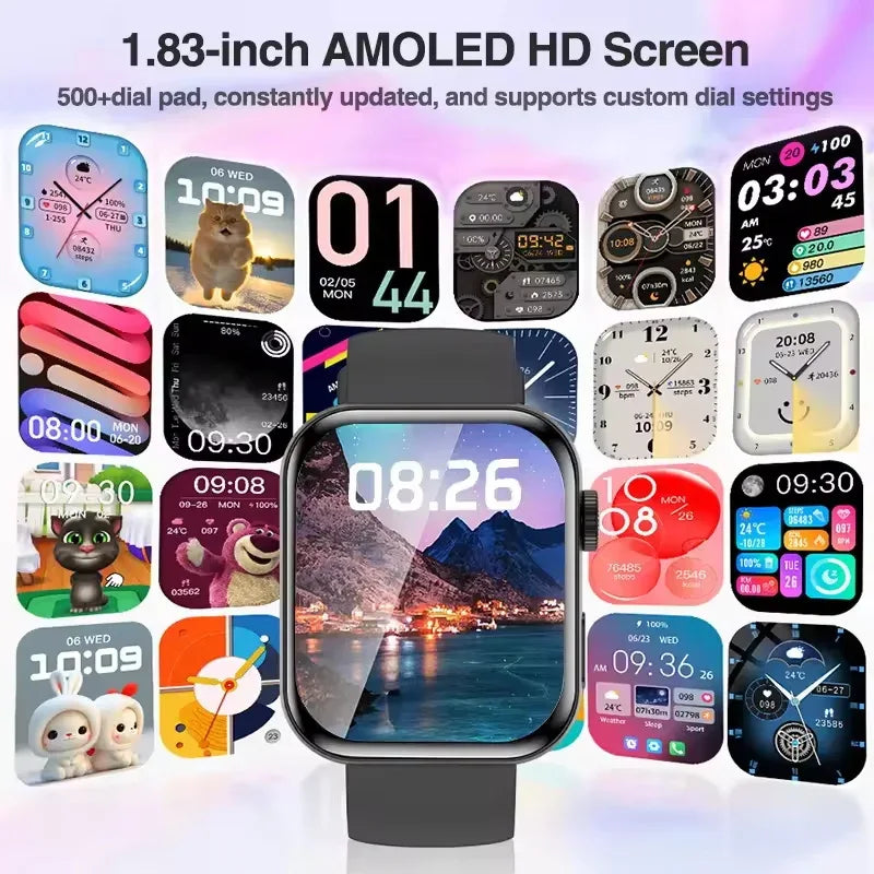 2026 Fit 3 Series 11 Smart Watch 1.83" AMOLED Screen Health Monitoring GPS Track HD Talk Sports Women Waterproof Watches For IOS - Wear444