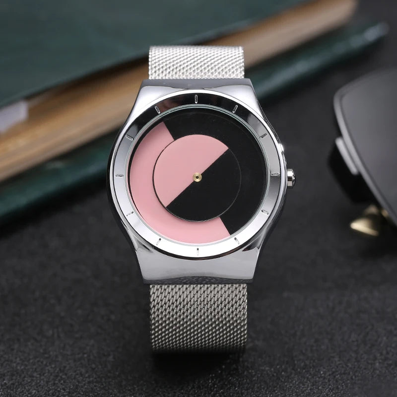 Creative Quartz Watches Men Top FASHION Brand Casual Stainless steel Mesh Band Unisex Watch Clock Male female Gentleman gift