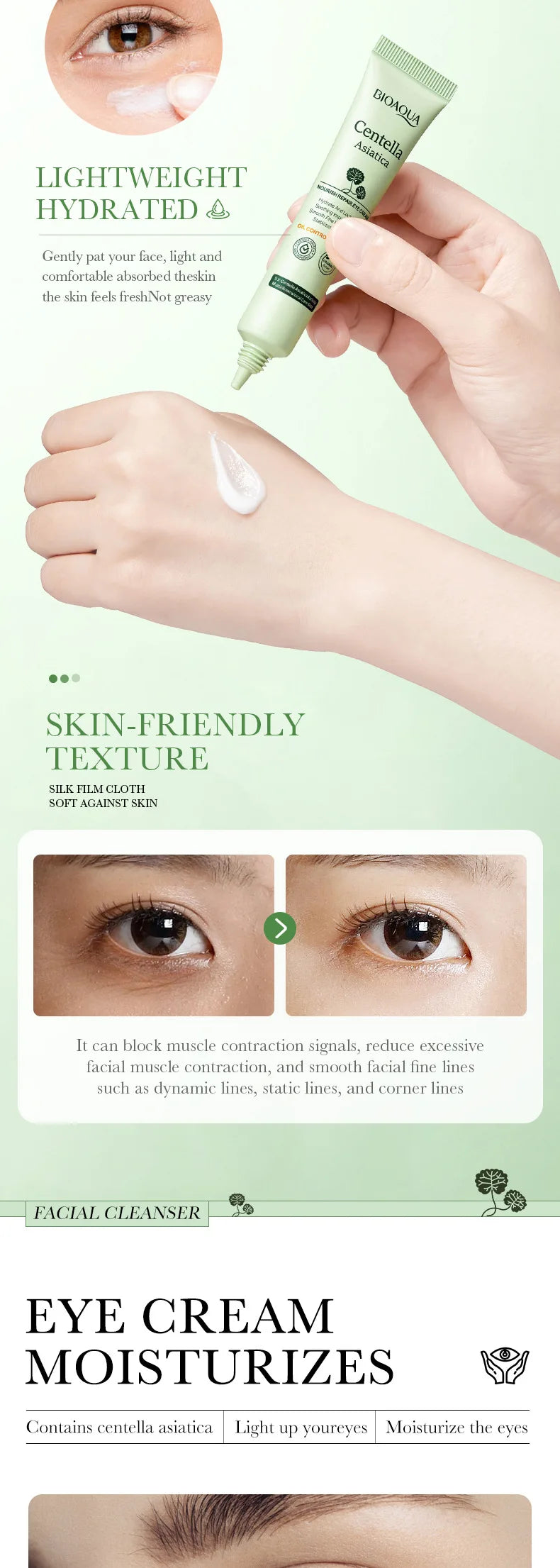 Centella Asiatica Eye Cream Anti Dark Circles Eyes Bags Moisturizing Anti Wrinkle Anti-aging Beauty Eyes Skin Care Products