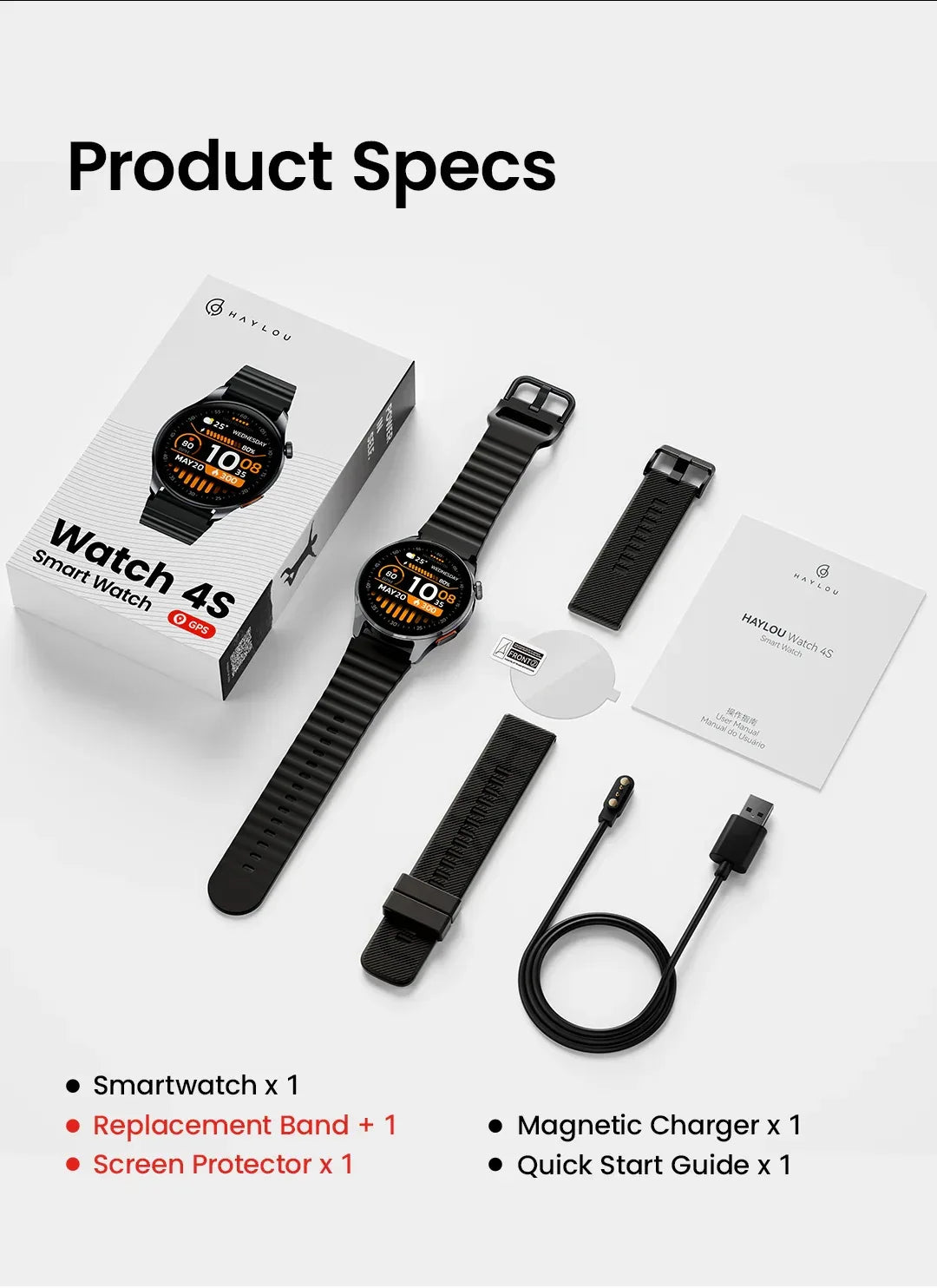 HAYLOU Watch 4S GPS Smartwatch 1.43” HD AMOLED Display 5 Satellite GPS Positioning 120+ Workout Modes Sport Fitness Smart Watch - Wear444