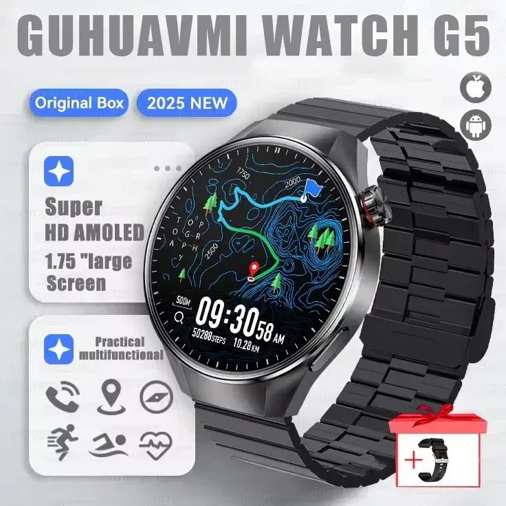 2025 New Originl Watch G5 PlUS Smart Watch 1.75" HD AMOLED Screen GPS track Heart Rate Bluetooth Call Compass Smartwatch for Men - Wear444
