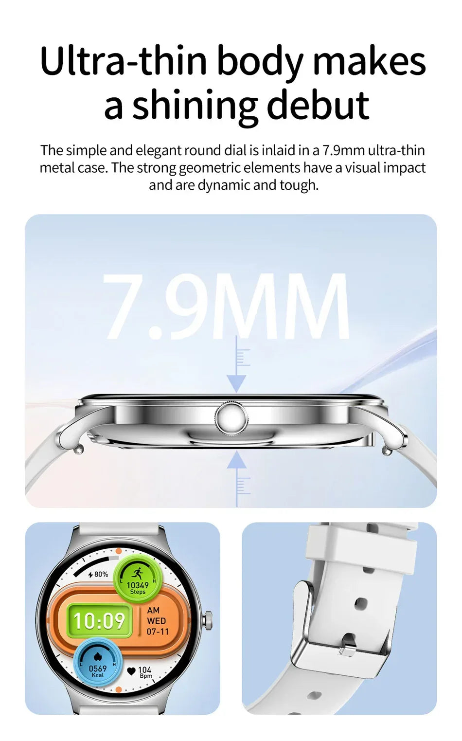 For Huawei Xiaomi New Ultra Thin Smart Watch Women Screen Always Display Time Sports Bracelet Bluetooth Call Fashion Smartwatch - Wear444