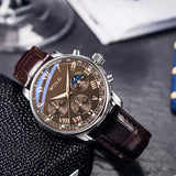 WOKAI high quality casual men's belt quartz watch classic retro Roman simple style business male student electronic clock