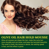60ml Olive Oil Hair Styling Mousse Curl Styling Long Lasting Moisturising Repair Dry Damaged Curl Care Anti-Frizz Mousse