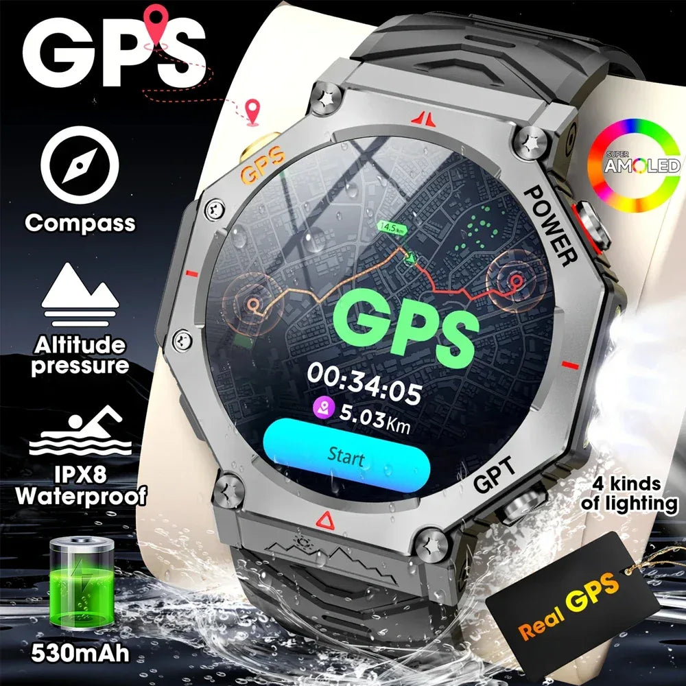 SENBONO GPS Smart Watch Men Built-in GPS Bluetooth Call AI GPT Fitness Tracker Waterproof Military Sports Smartwatch for Men - Wear444