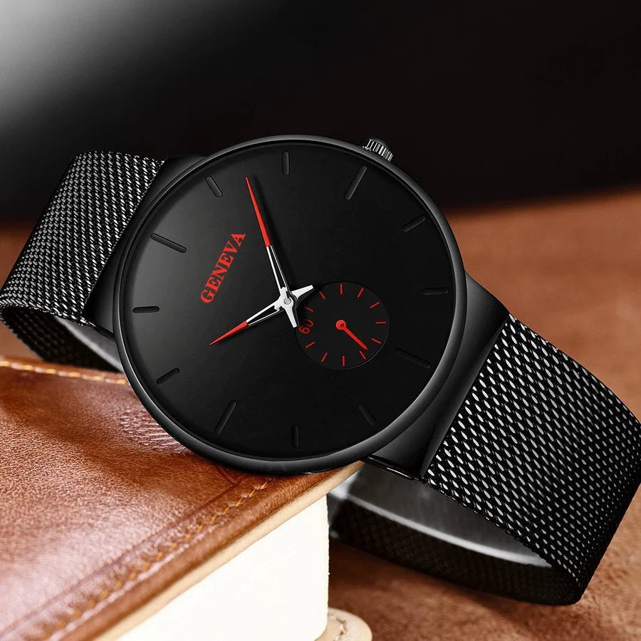 2025 New Fashion Mens Watches Top Brand Luxury Quartz Watch Men Casual Slim Mesh Steel Waterproof Sport Watch Relogio Masculino