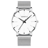 Minimalist Mens Fashion Ultra Thin Watches Simple Men Business Stainless Steel Mesh Belt Quartz Wrist Watch Relogio Masculino