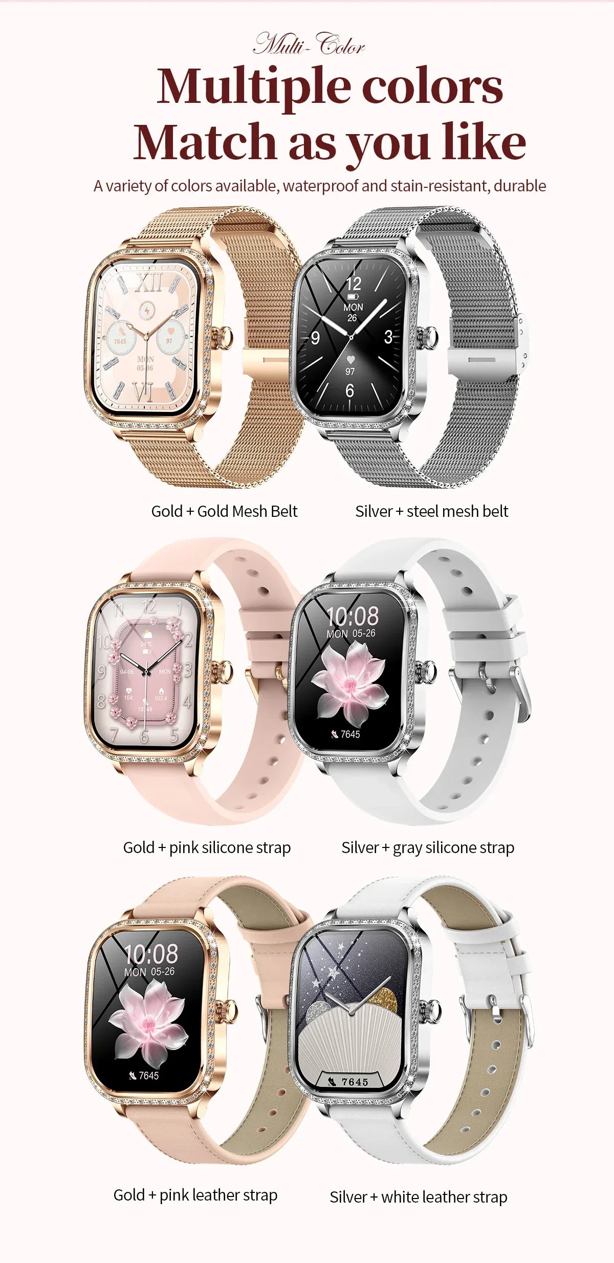 2026New Women Fashion Smartwatch HD Curved Screen Female Menstrual Tracking Waterproof Sports Fitness Bluetooth Call Smart Watch - Wear444