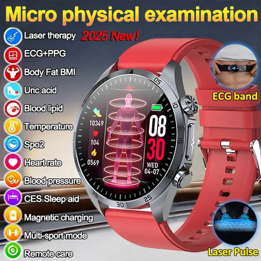 New ECG+PPG Smart Watch Pulse Therapy Micro Physical Examination Man Blood Fat Uric Acid CES Sleep Aid Remote Care Health Watch - Wear444