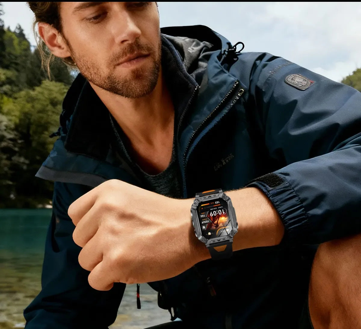 Robust military smart watch 1400Mah battery fitness tracking 10ATM waterproof tactical sports flashlight men's phone watch - Wear444