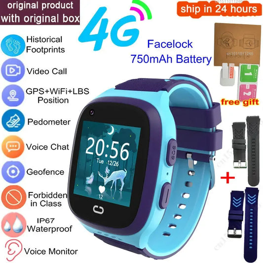New 4G Smart Watch GPS Wifi Tracker Video Call Camera SOS IP67 Waterproof Children's Smartwatch Kids - Wear444