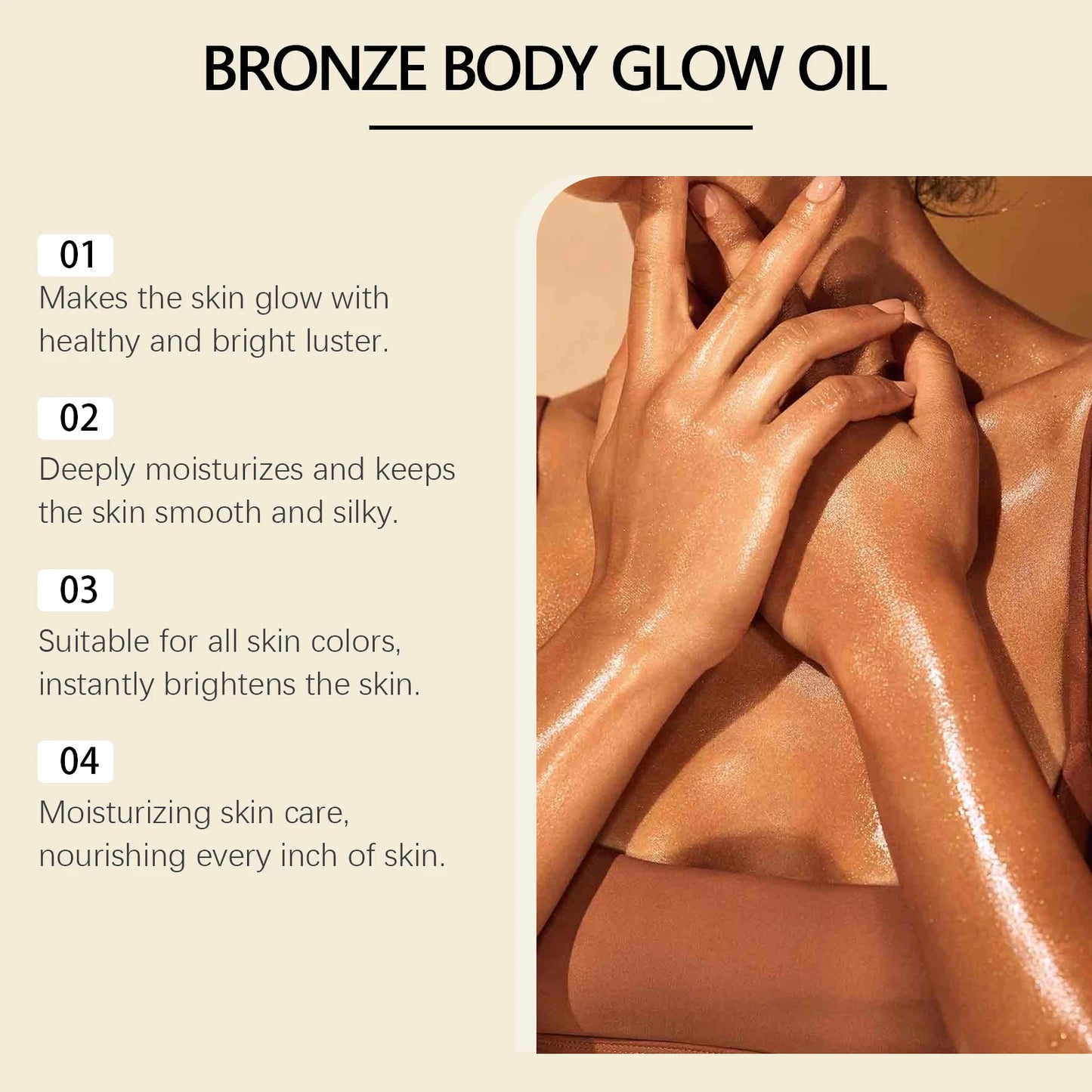Body Shimmer Oil Bronze Body Shimmer Glow Waterproof Smooth Highlight Silky Not Clog Pore Brighten Makeup Shine Liquid for Party