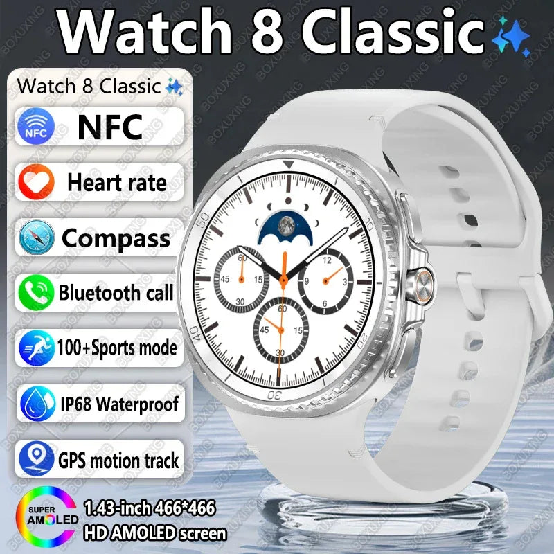 2025New Watch 8 Classic Smart Watch Men AMOLED Screen Bluetooth Call GPS Track Heart Rate IP68 Waterproof Smartwatch For Samsung - Wear444