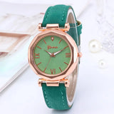 WOKAI high quality casual men's belt quartz watch classic retro Roman simple style business male student electronic clock