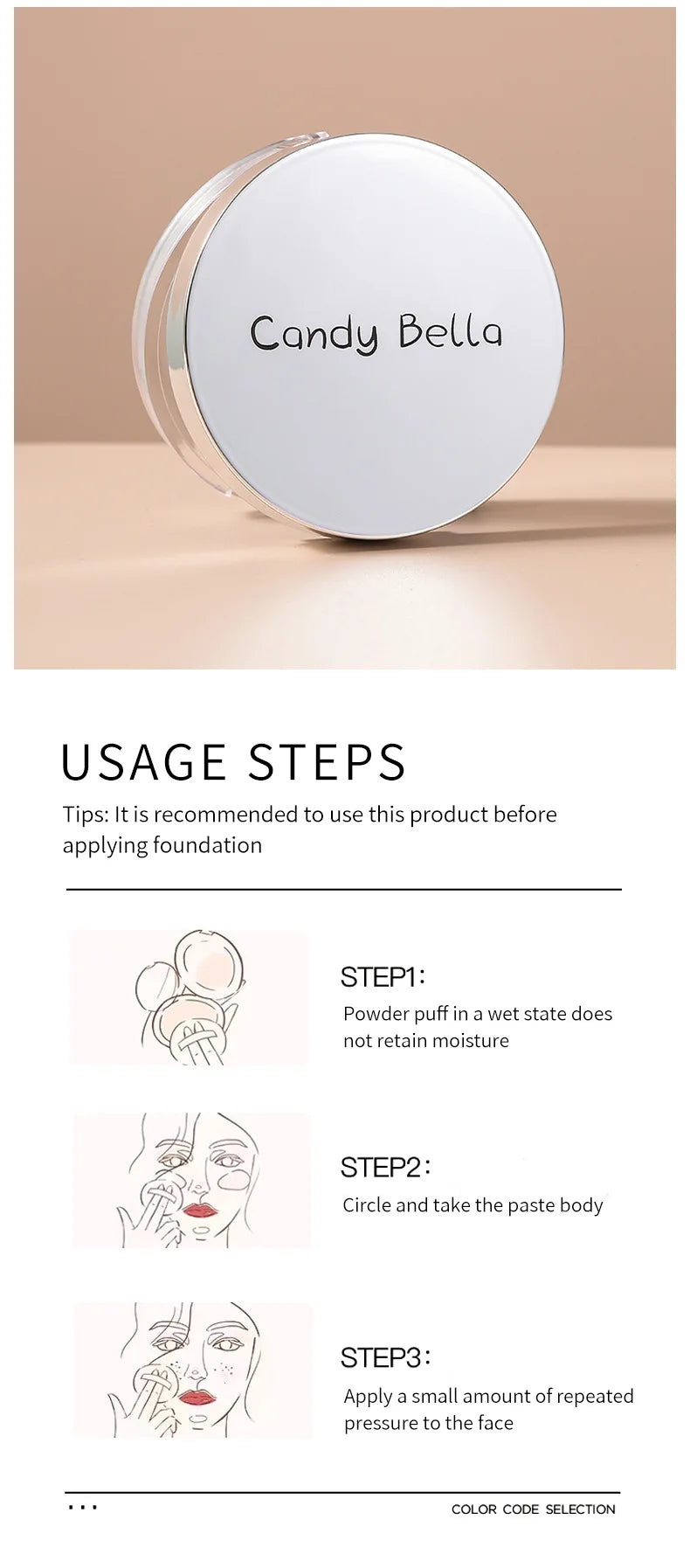Candy Bella Violet&Blue Cream To Powder Skin-friendly Skin Natural Face Long Lasting Oil-controlling Contouring Powder Cosmetics