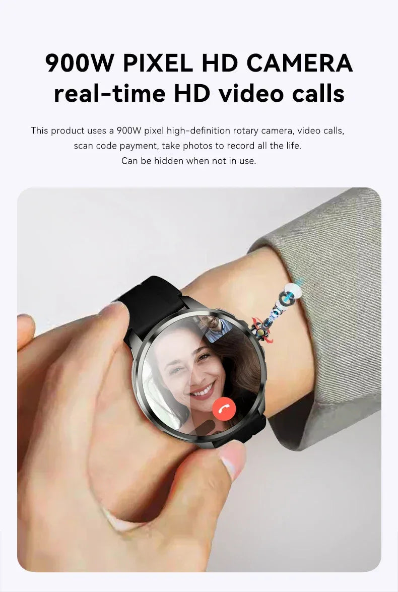 5G/4G Smart Watch Men Fashion 1.95 inch 720*720 AMOLED 8GB+128GB RAM 2100mah Battery GPS WIFI Google APPS Smartwatch Android 9.0 - Wear444