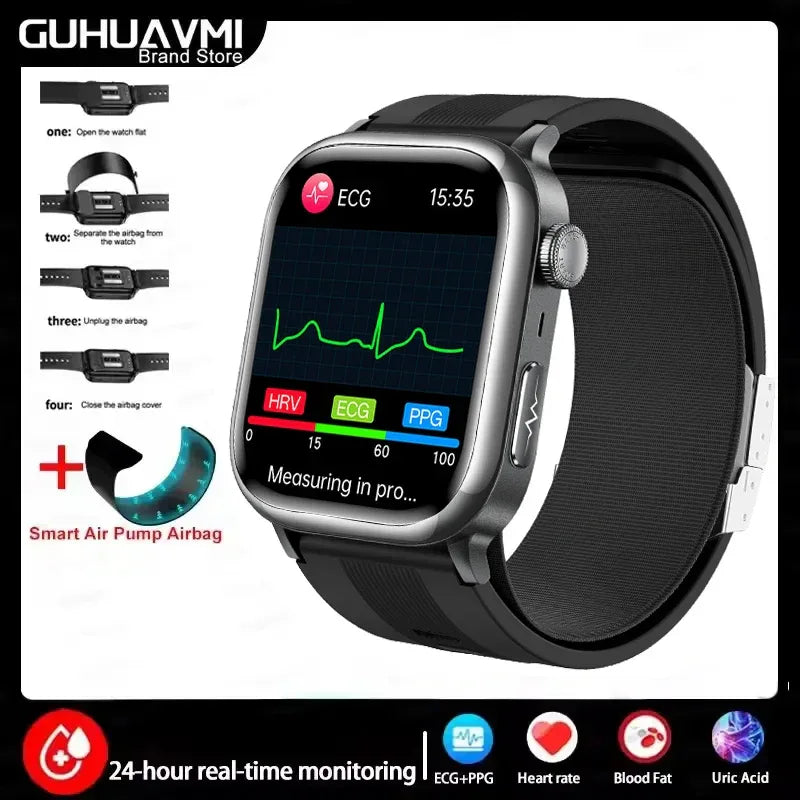 2025 New Ultra Air Bag SmartWatch Men Blood Fat ECG+PPG Blood Pressure Broadcast NFC HD BT Call Health Bracelet Woman - Wear444