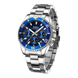 BIDEN Mens Chronograph Stainless Steel Strap Waterproof Date Quartz Watch, Business Casual Wrist Watches