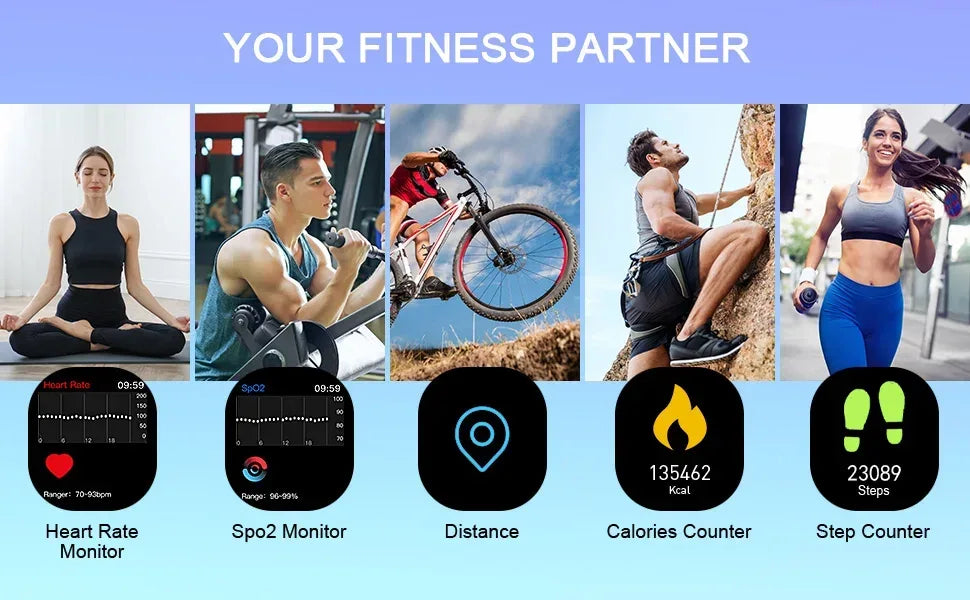 Nerunsa Smart Watch, Fitness Tracker 1.69" Touch Screen Smartwatch Fitness Watch Heart Rate Monitor/Pedometer/Sleep Monitor. - Wear444