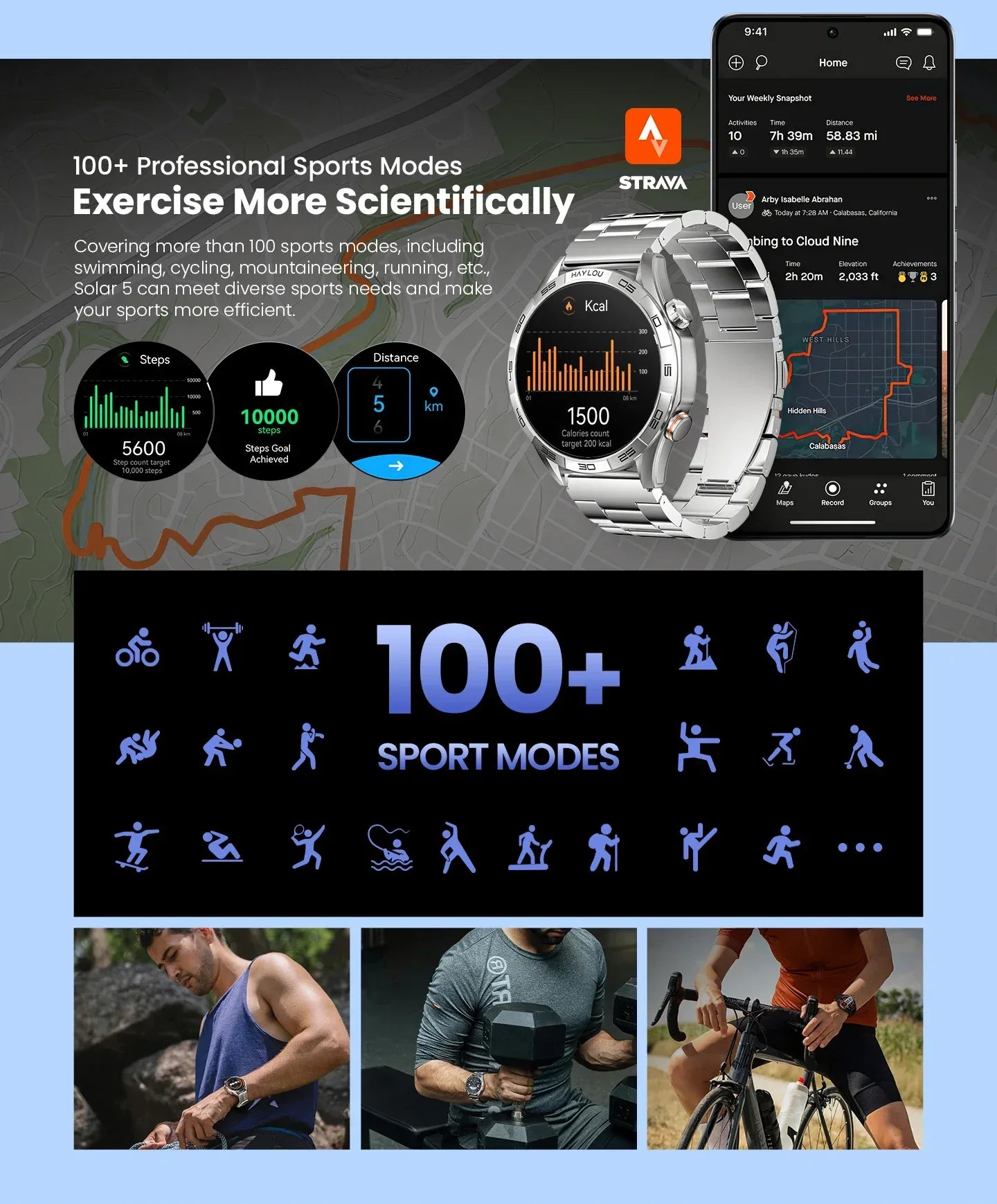 HAYLOU Solar 5 Voice Calling Smartwatch 1.58'' AMOLED Display 60Hz Smart Watch 24H Health Monitoring Sports Smartwatch for Men - Wear444