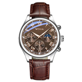 WOKAI high quality casual men's belt quartz watch classic retro Roman simple style business male student electronic clock