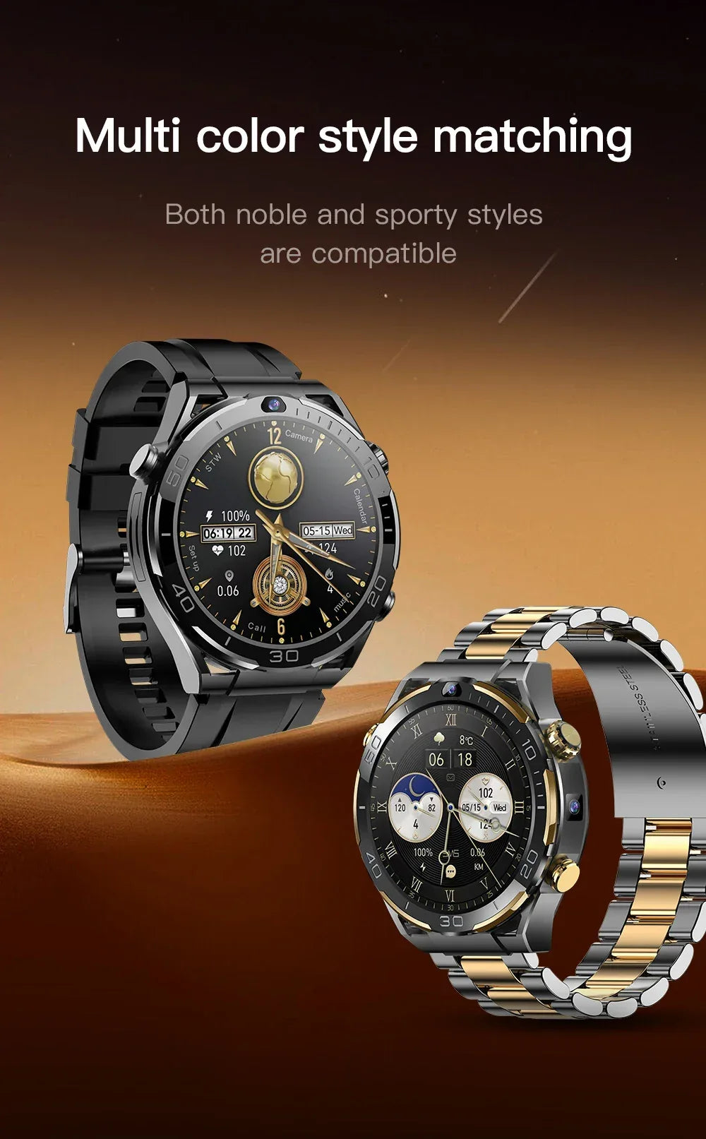 Global Android 10 Smartwatch MTK MT6762 Octa-core CPU 4G Lte Smart Watch 6GB Ram 128GB Rom API 29 Dual Camera Wifi Gps Sim Card - Wear444