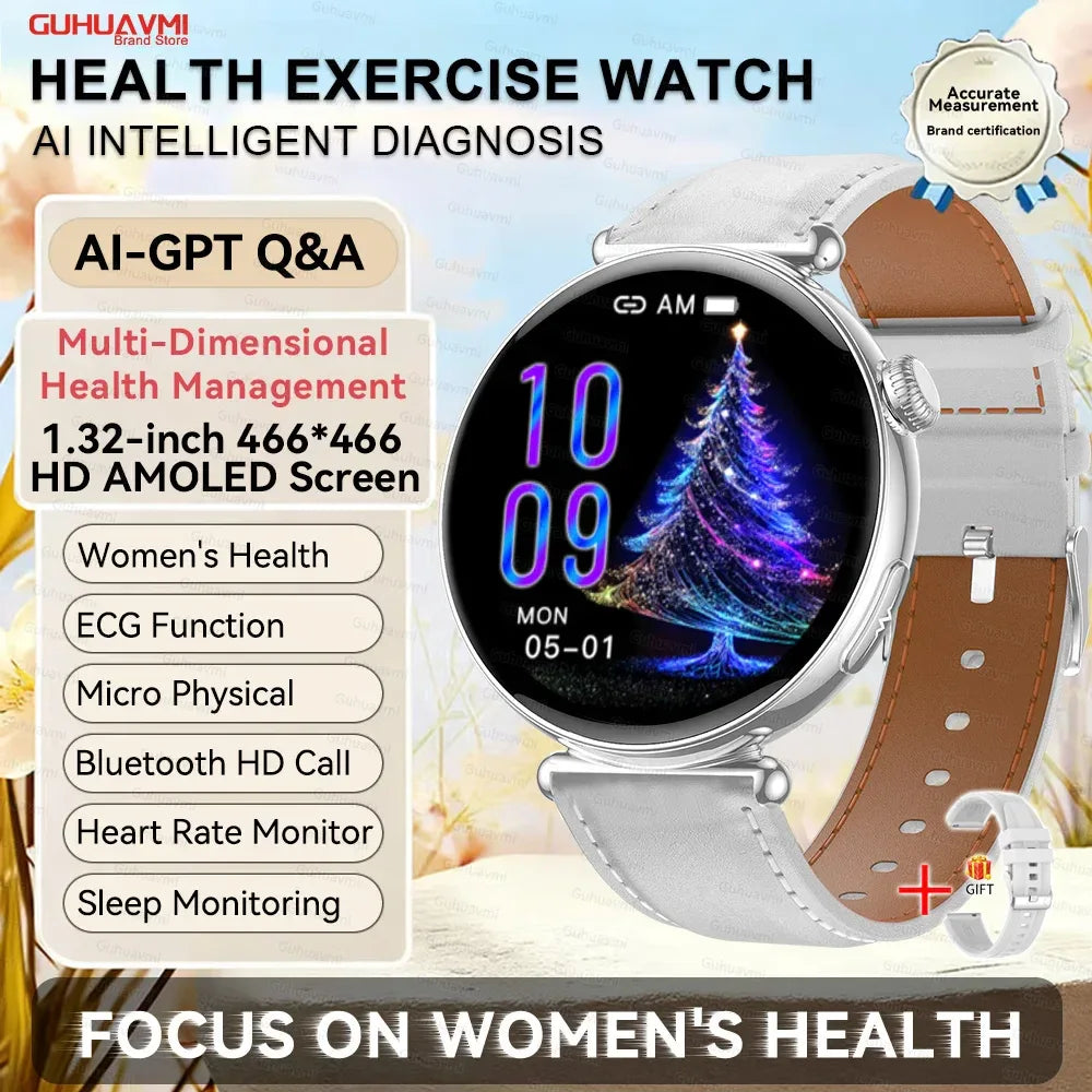 2026 New Women AI Smart Diagnosis Smart Watch HRV+ECG Uric Acid Blood Oxygen Health Monitor IP68 Waterproof Sports Smartwatches - Wear444