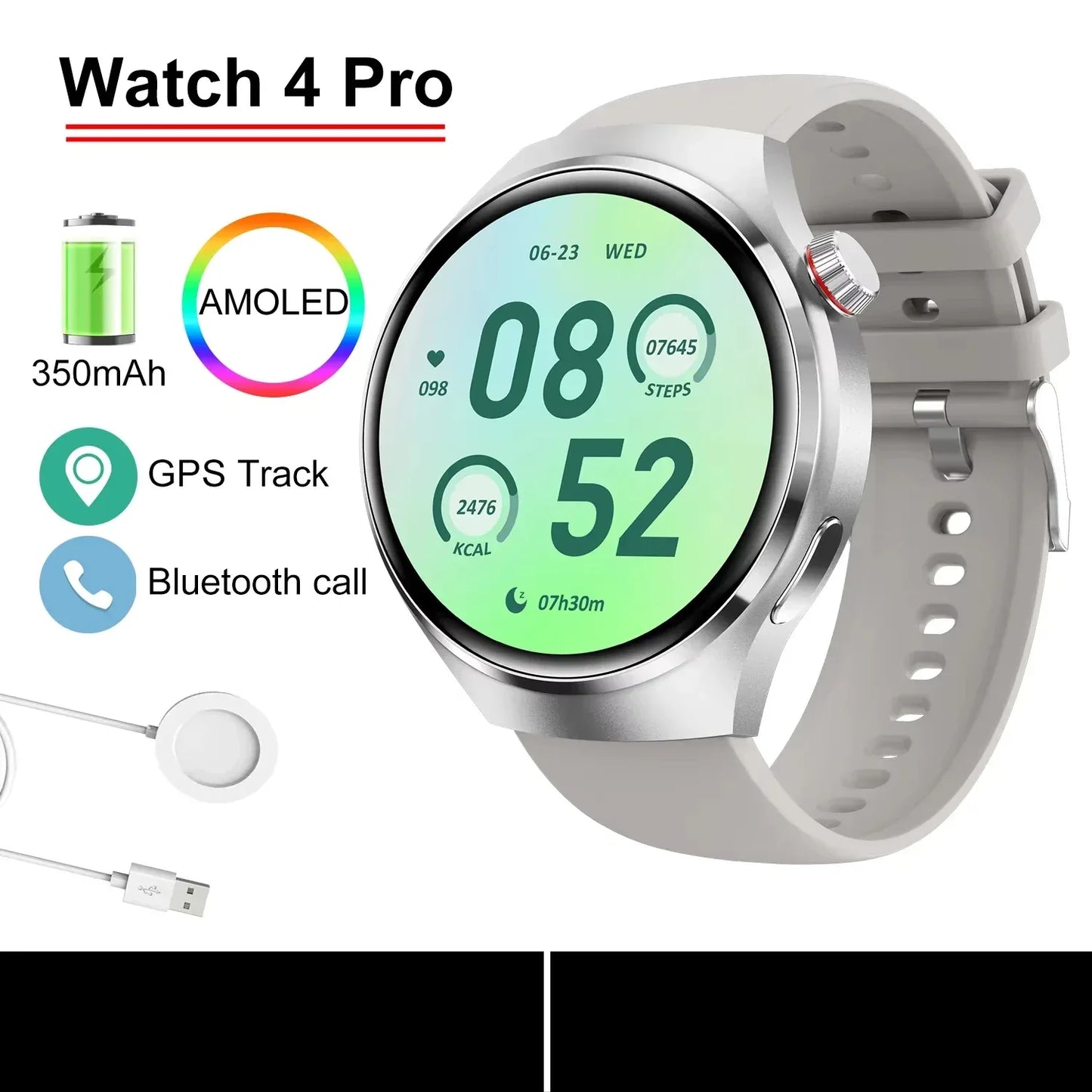 Gift Man Health Monitor Waterproof BT Call NFC AMOLED Screen 360*360 GPS Track Compass New military GT4 Pro 2026 SmartWatch Men - Wear444