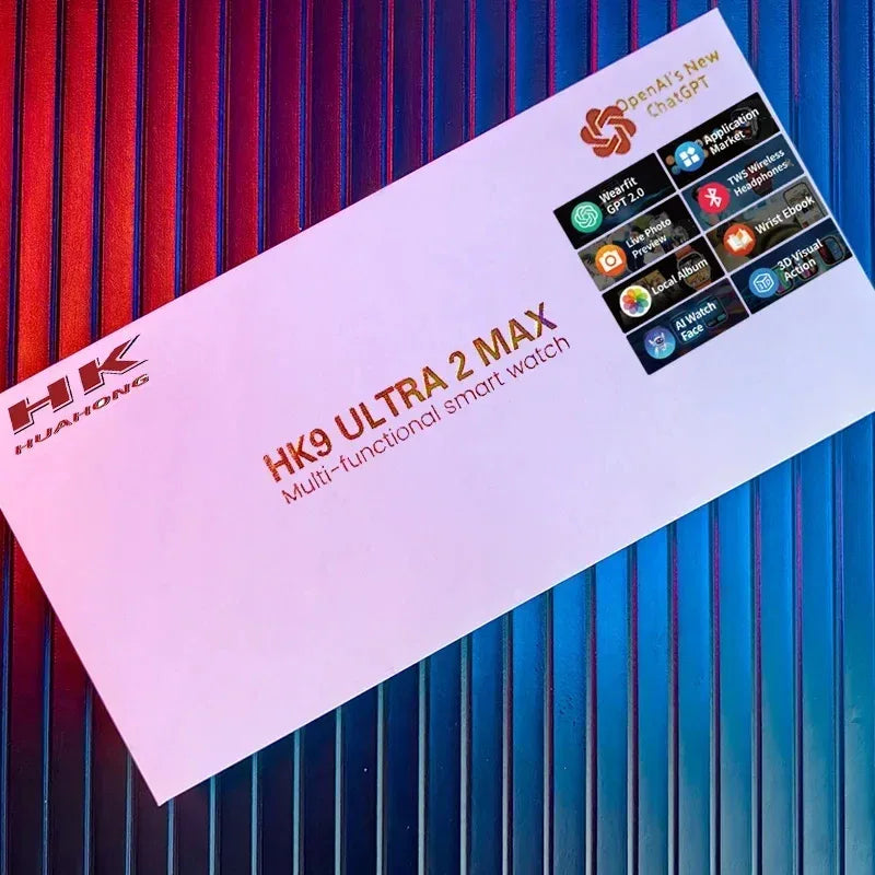 HK9 Ultra 2 MAX Gen4 AMOLED Screen Smart Watch 2GB ROM ChatGPT Local Music Album E-Book Connect TWS For IOS Android Smartwatch - Wear444