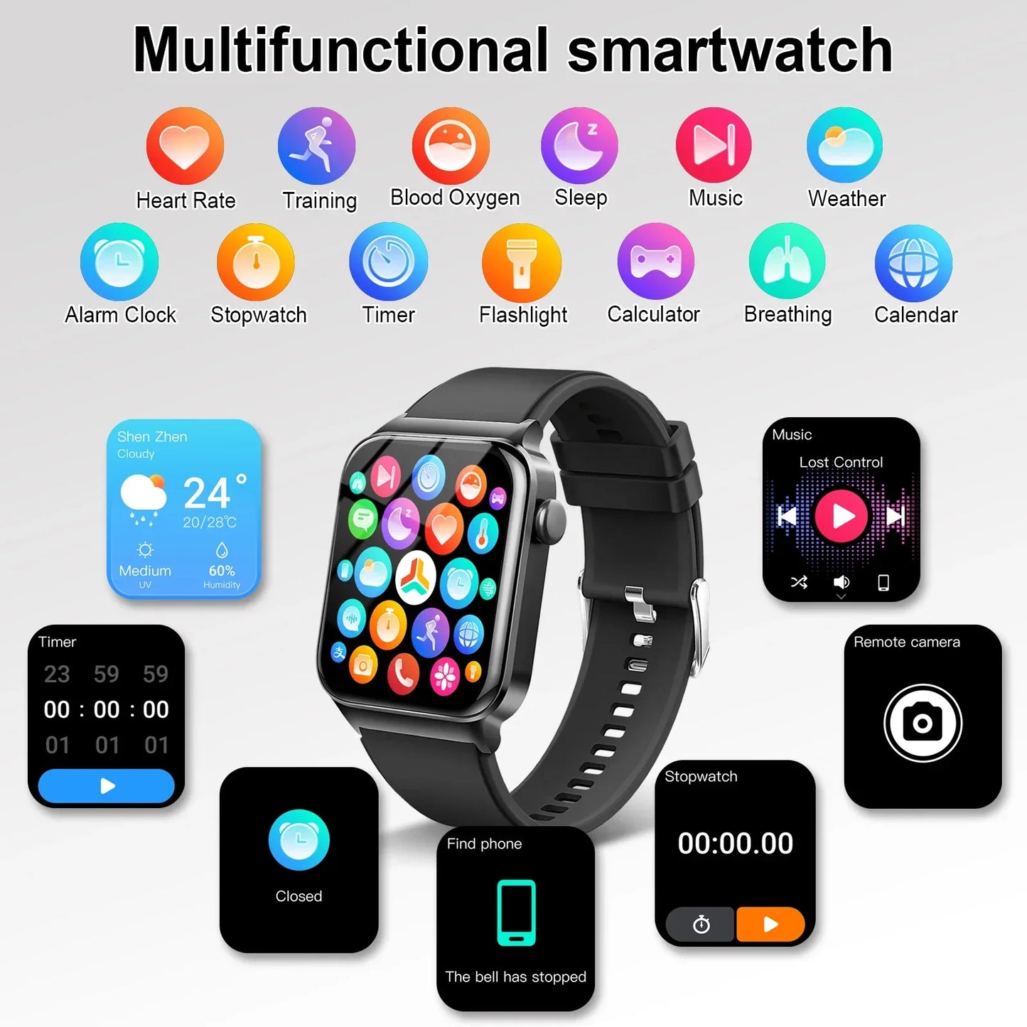 Smart Watch, 1.85" Smartwatch (Answer/Make Call), IP68 Waterproof Fitness Tracker, 100+ Sport Modes, Heart Rate and Sleep Monito - Wear444