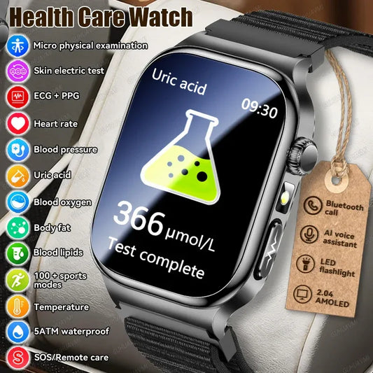 2026 New Accurate Measurement Health Smart Watch ECG+PPG Uric Acid Blood Pressure Blood Lipids BT Call Smartwatchs For Men Women - Wear444