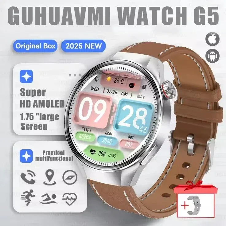 2025 New Originl Watch G5 PlUS Smart Watch 1.75" HD AMOLED Screen GPS track Heart Rate Bluetooth Call Compass Smartwatch for Men - Wear444