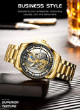 LIGE Fashion Quartz Watches For Men Gold Skeleton Retro Men Watch Top Brand Luxury Sport Waterproof Watch Men Relogios Masculino